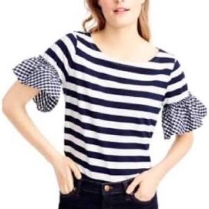 JCrew SZ M navy stripe and gingham tee